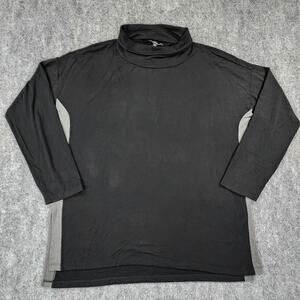 Eileen Fisher Sweater Womens Medium Black Gray Turtleneck Stretch Long Sleeve